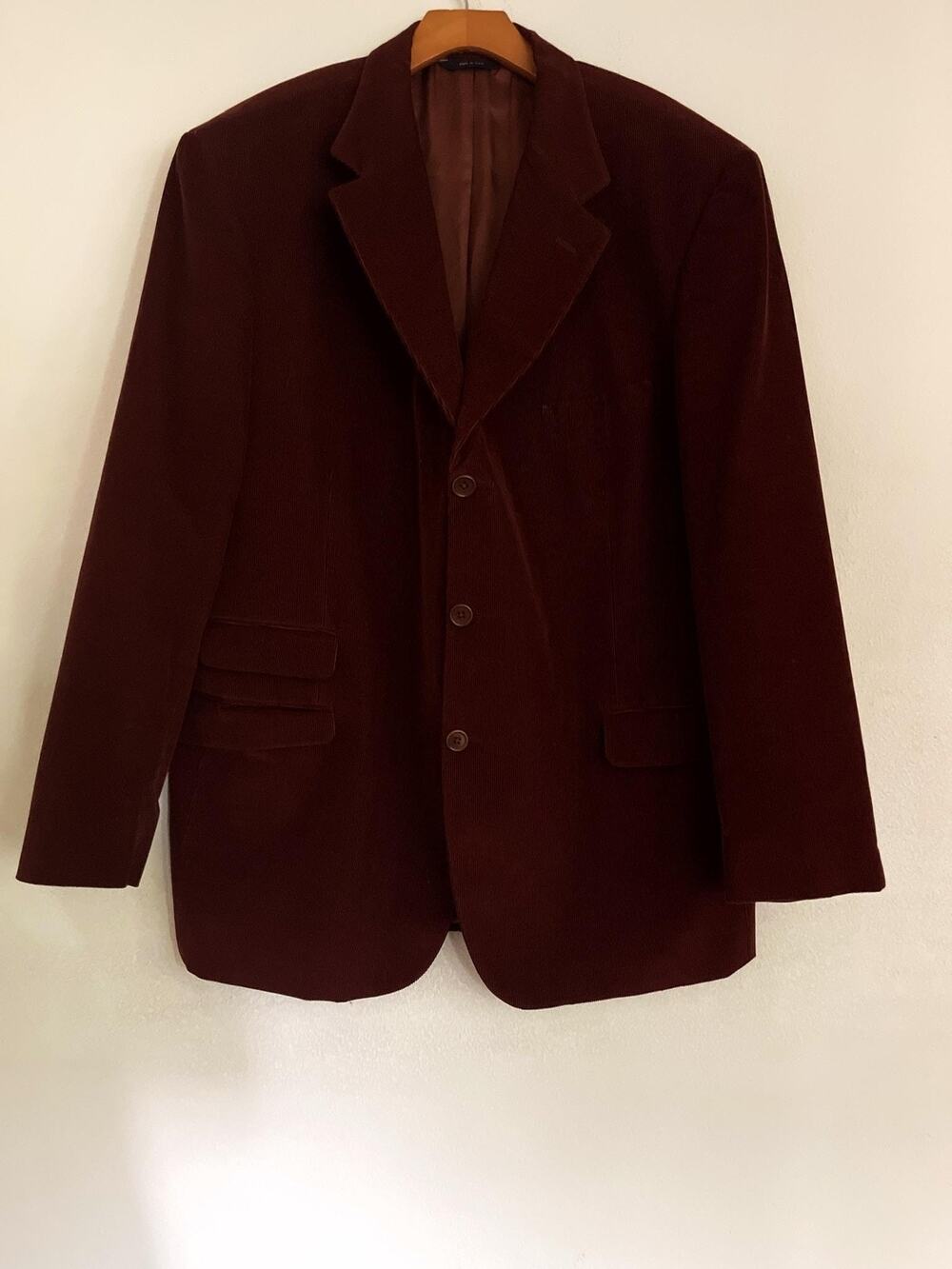 VTG Brooks Brothers Sport Coat Men 46 Burgundy Brown Corduroy Made In Italy 2004
